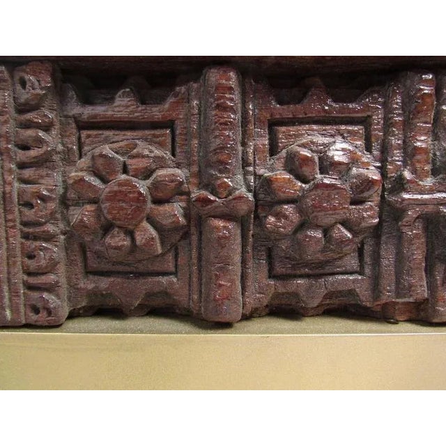 1960s Vintage Modern Glass and Carved Wood Coffee Table For Sale - Image 5 of 8