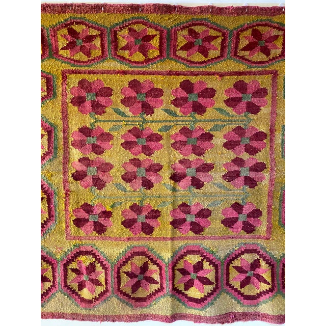 Early-Mid 20th Century Vintage Peruvian Andean Floral Folk Art Textile (74" X 63") For Sale - Image 4 of 18