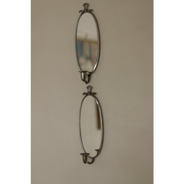 Mid-Century Swedish Pewter Sconces with Mirrors, Set of 2 For Sale - Image 15 of 15