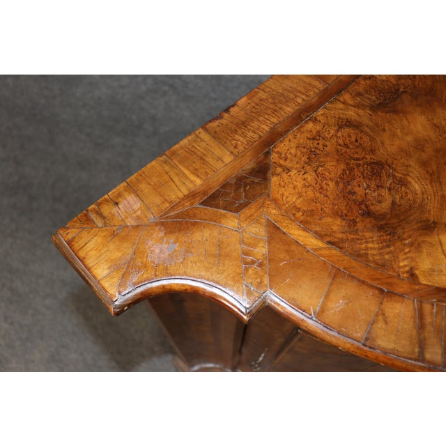Fine Antique 1780s Italian Burled Walnut Primitive Corner Cabinet Rustic Lock For Sale - Image 9 of 12