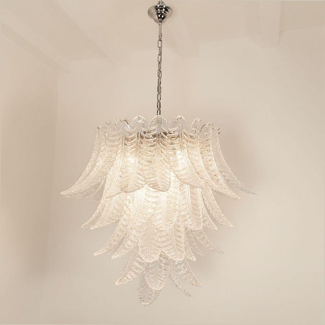 AVMazzega Mid Century Modern Murano Glass Leaves Chandelier For Sale - Image 4 of 9