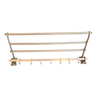 French Art Deco Wall-Mounted Coat Rack in Nickel-Plated Metal, 1930s For Sale