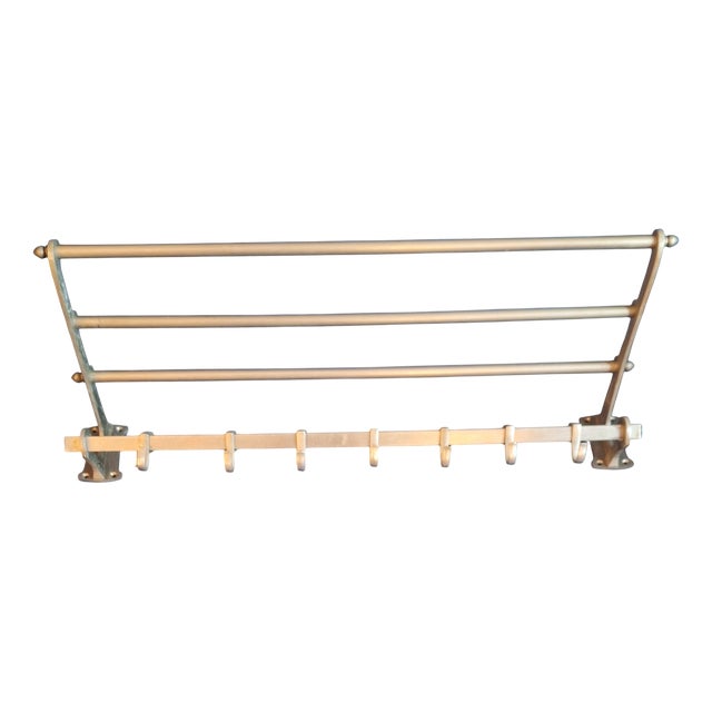 French Art Deco Wall-Mounted Coat Rack in Nickel-Plated Metal, 1930s For Sale