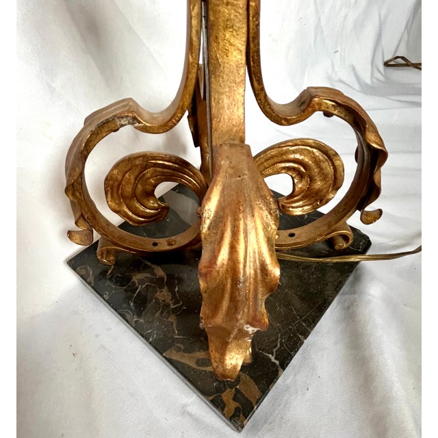 Vintage Gilt Bronze Floor Lamp W/Marble Base For Sale - Image 12 of 13