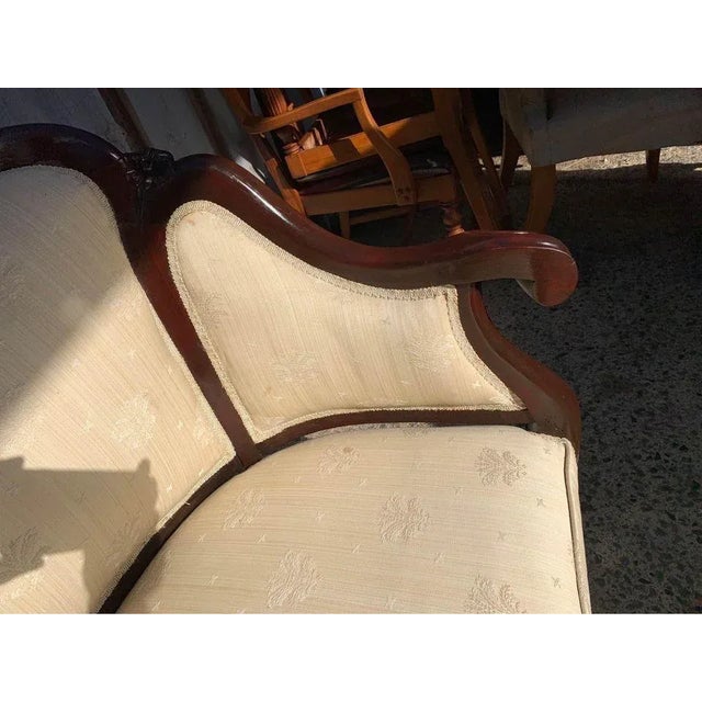 Early 20th Century Early 20th Century Antique Victorian Style Carved Walnut Parlor Set, Loveseat and Lounge Chair For Sale - Image 5 of 13