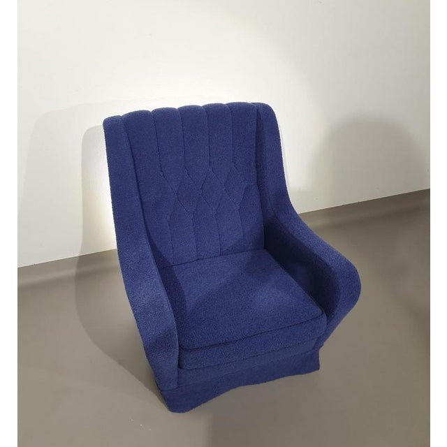 Vintage Lounge Chair in Blue Wool and Boucle, 1970s For Sale - Image 14 of 16