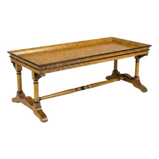 Early 20th-C. Italian Regency Style Faux Tortoise or Faux Burl Wood Coffee Table For Sale