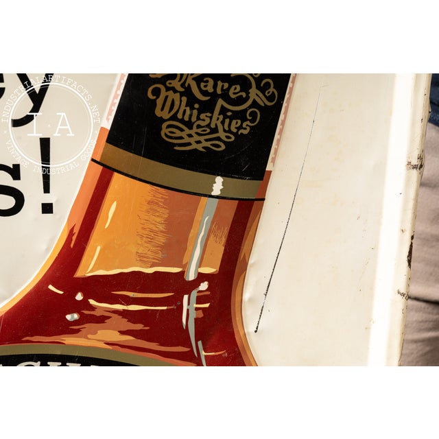 Illustration 1940s Schenley Reserve Whiskey Self-Framed Tin Sign For Sale - Image 3 of 5