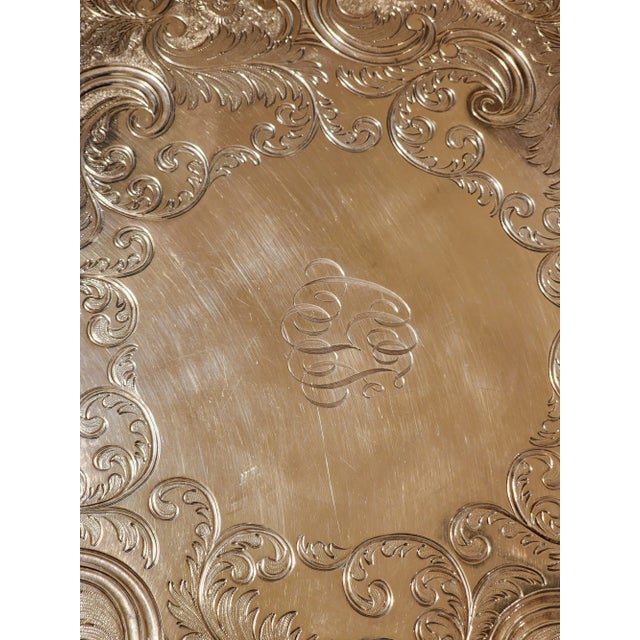 Antique Round Silverplate Tray For Sale In San Antonio - Image 6 of 6