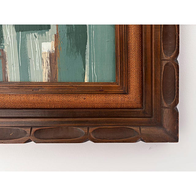“Cabin Fern" Green Abstract Art in Vintage Frame, Transitional Living Room Art by JTS For Sale In Minneapolis - Image 6 of 9