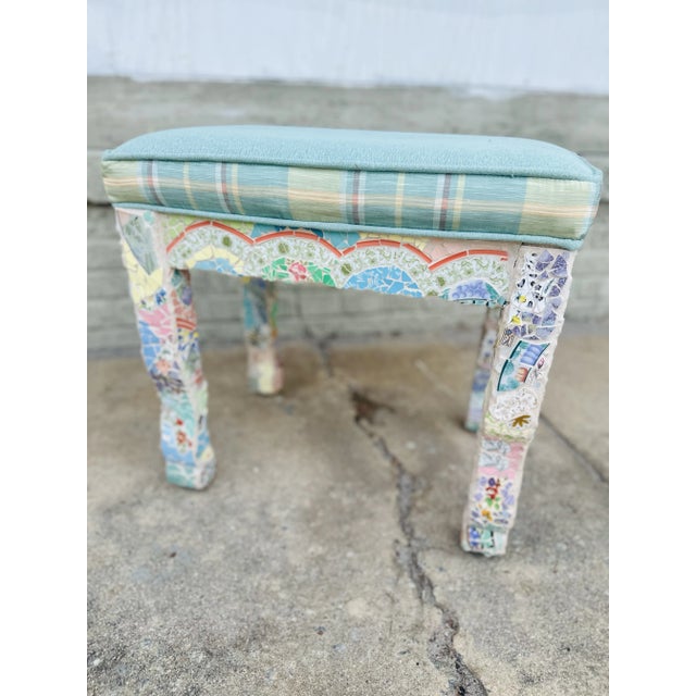 Small Vintage Mosaic Bench For Sale - Image 4 of 10