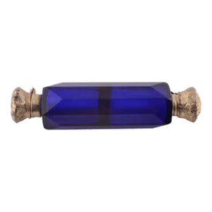 1900s Blue Glass Double Sided Perfume Bottle