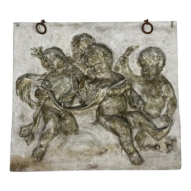 Bas-Relief Artwork of Cherubic Figures C. 1900 For Sale