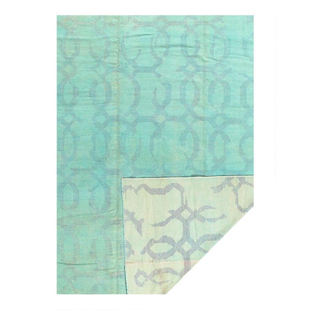 Contemporary Pasargad DC Contemporary Teal Hand Knotted Vintage Overdyed Rug For Sale - Image 3 of 3
