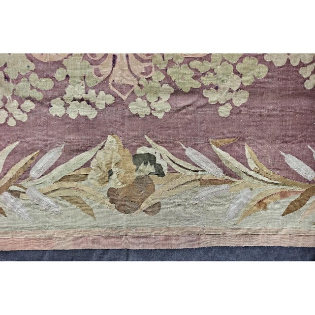 Cerise 19th Century Floral French Antique European Aubusson Napoleon III Carpet Rug For Sale - Image 8 of 9