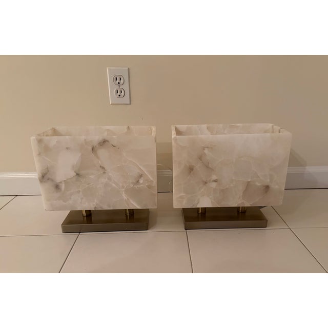 2020s Simon Blake Ghost Axis Alabaster Table Lamps - Pair For Sale - Image 5 of 8