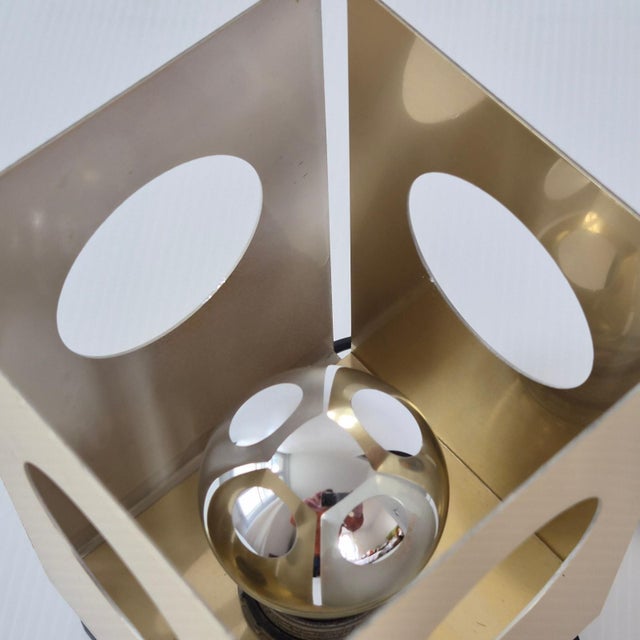 Vintage Gold-Plated Metal Table Lamp, 1960s For Sale - Image 6 of 16