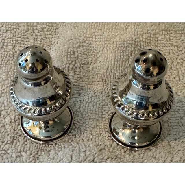 1950s Sterling Silver Salt & Pepper Shakers - A Pair For Sale - Image 4 of 4