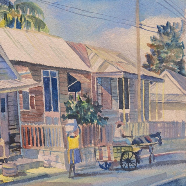 'Barbados Evening' by Neville Legall, 1987, Caribbean Island Life, Barbadian Artist, Barbados For Sale - Image 4 of 6
