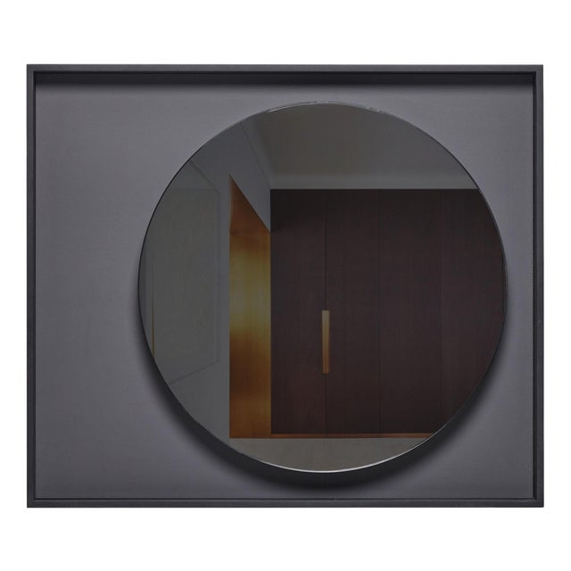 Black Glass and Lacquered Wood Frame Mirror Moon by Reda Amalou Design For Sale