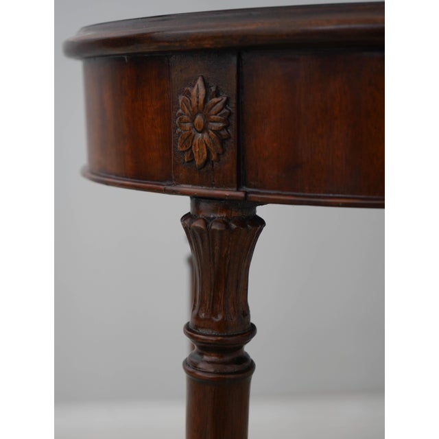 Maitland Smith Oval Leather Top Regency End Table For Sale - Image 9 of 14