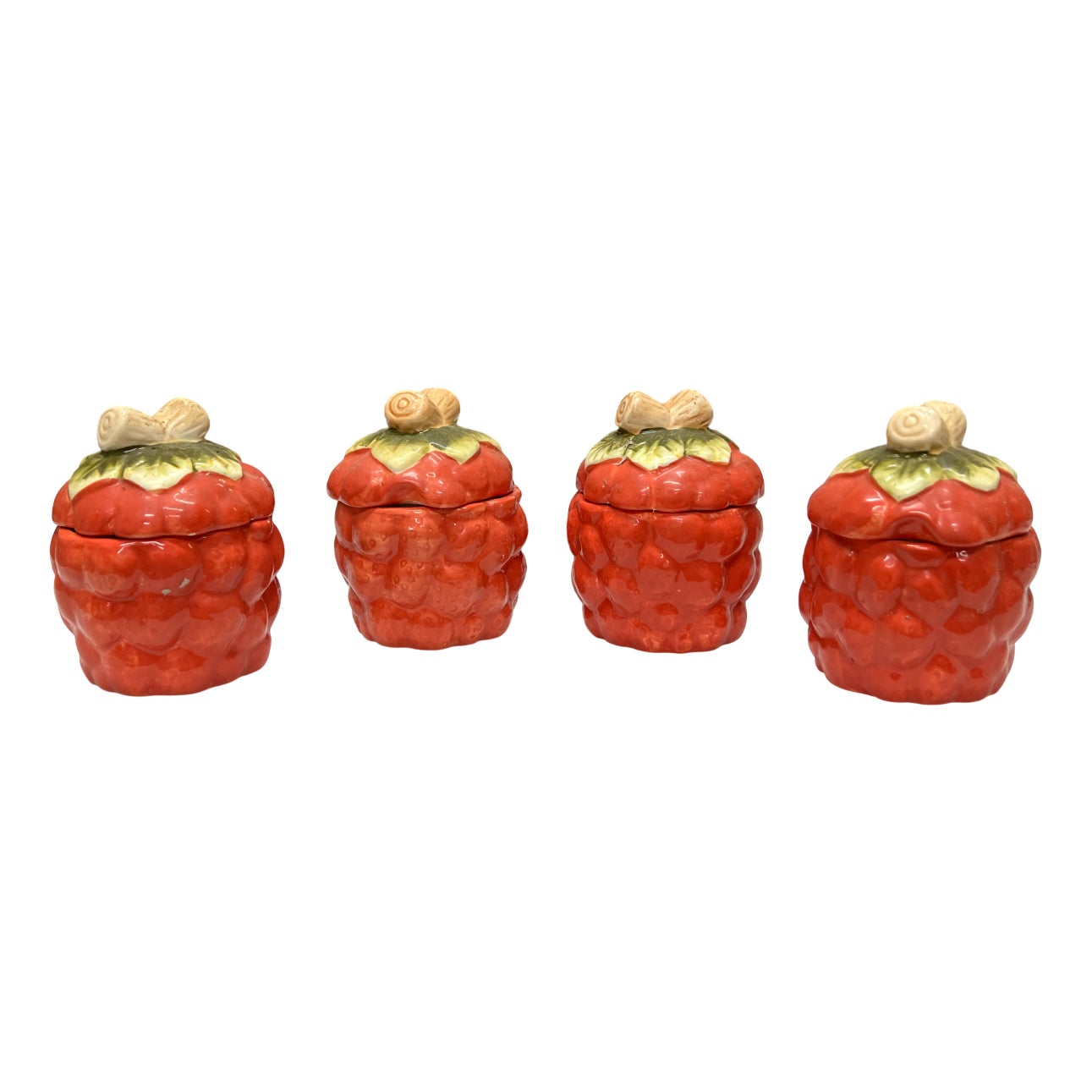 Vintage Four Raspberry Ceramic Jars, 1980s, Set of 4 | Chairish