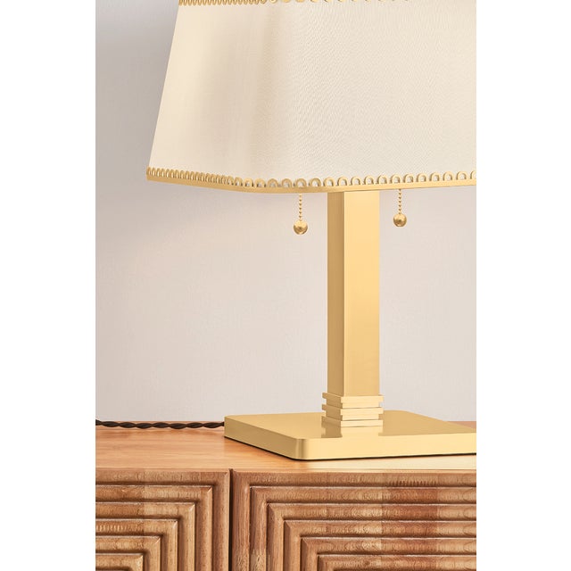 2020s Hudson Valley Lighting Claude 14 in. 2 Light Table Lamp in Aged Brass Finish For Sale - Image 5 of 11