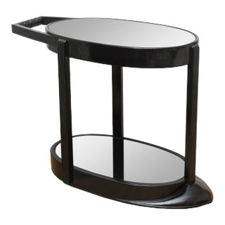 Vintage Art Deco Moderne Ebonized Wood Sculptural Bar Cart or Trolley, 1930's For Sale