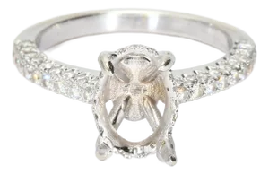 14k White Gold Oval Prong Engagement Ring With Si1 F Diamonds, Size 6.25