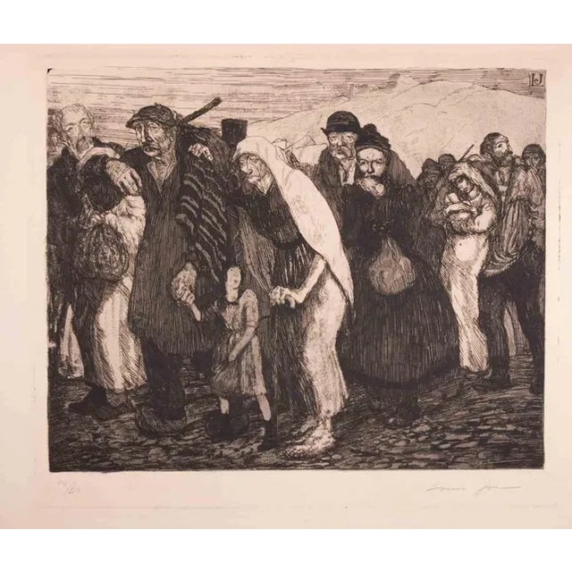 Louis Jou, The Suffering Folk, Original Etching, Early 20th Century For Sale