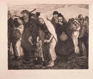 Louis Jou, The Suffering Folk, Original Etching, Early 20th Century