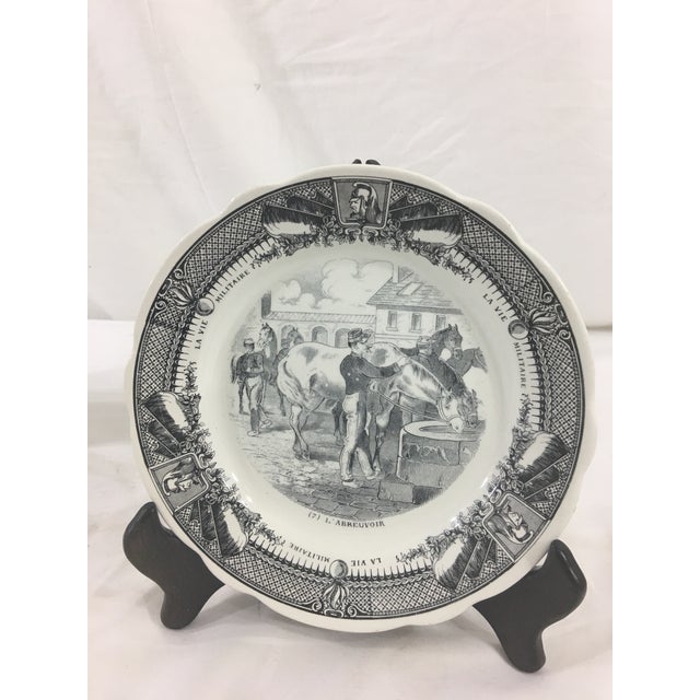Late 19th Century Sarreguemines French Military Life Plates - Set of 7 For Sale - Image 5 of 9