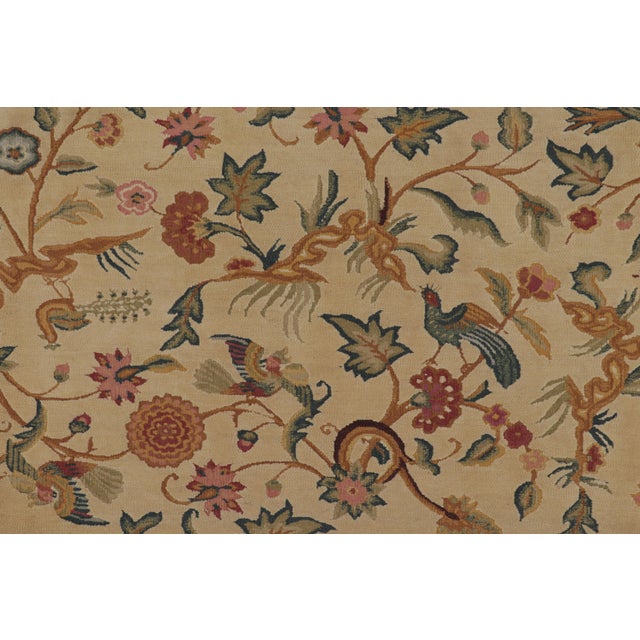 Rug & Kilim’s Tudor Style Rug in White With Beige-Brown Floral Patterns For Sale In New York - Image 6 of 8