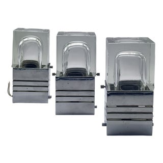 Ceiling Lamps in Metal and Glass from Gaetano Sciolari, 1970s, Set of 3 For Sale