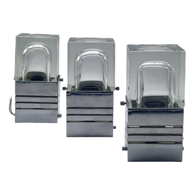 Ceiling Lamps in Metal and Glass from Gaetano Sciolari, 1970s, Set of 3 For Sale