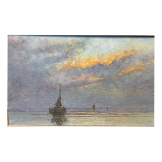 Niek van der Plas, Dane Katwijk Fishing Boat, 1990, Oil Painting on Canvas, Framed For Sale