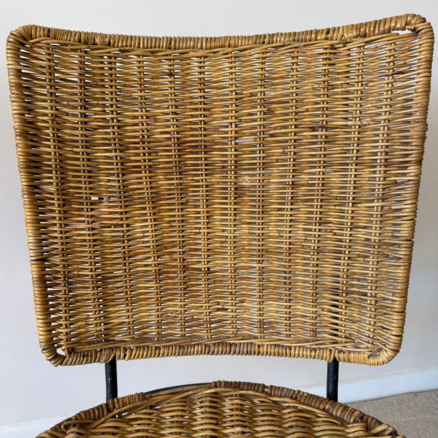 Wood Pair of Vintage Woven Wicker Side or Accent Chairs, Circa 1950s For Sale - Image 7 of 12