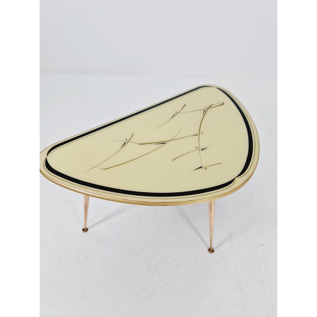 German Mid-Century Tripod Glass & Brass Coffee Table BY Ilse Möbel 1950s Made in Germany in the late 50s Condition: very...