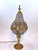 Metal Art Nouveau Crystal Glass and Brass Table Lamp with Putte, 1950s For Sale - Image 7 of 18