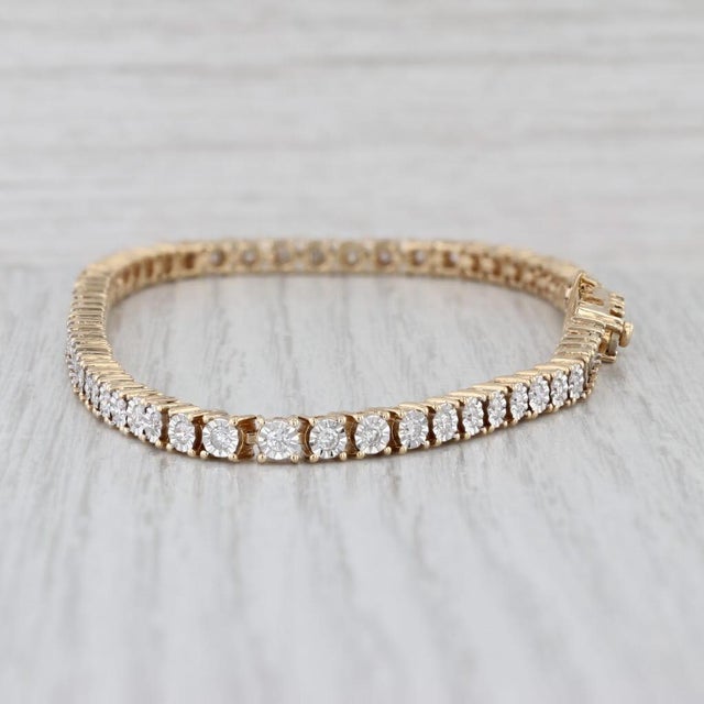 Gold 1.70ctw Diamond Tennis Bracelet 14k Yellow Gold 9" 3.8mm For Sale - Image 8 of 8
