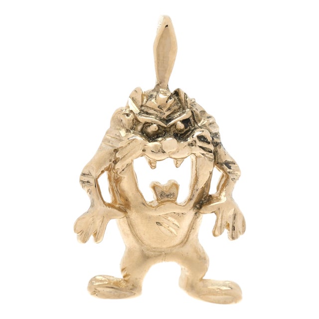 Small Tazmanian Devil Charm, 14k Yellow Gold, Length .75 In For Sale