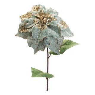 Glittered Poinsettia Flower Stem (Set of 6) For Sale