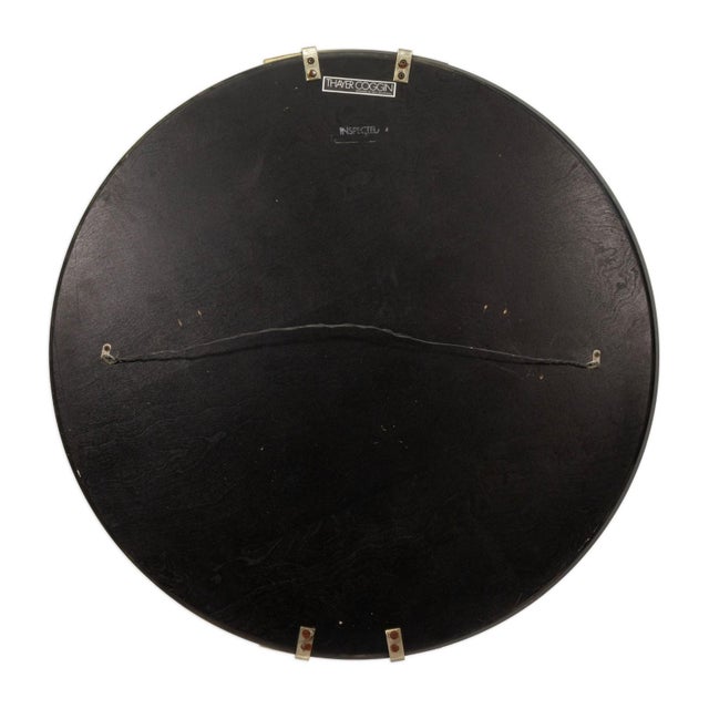 Contemporary Milo Baughman for Thayer Coggin Round Gold Accent Hanging Mirror For Sale - Image 3 of 5