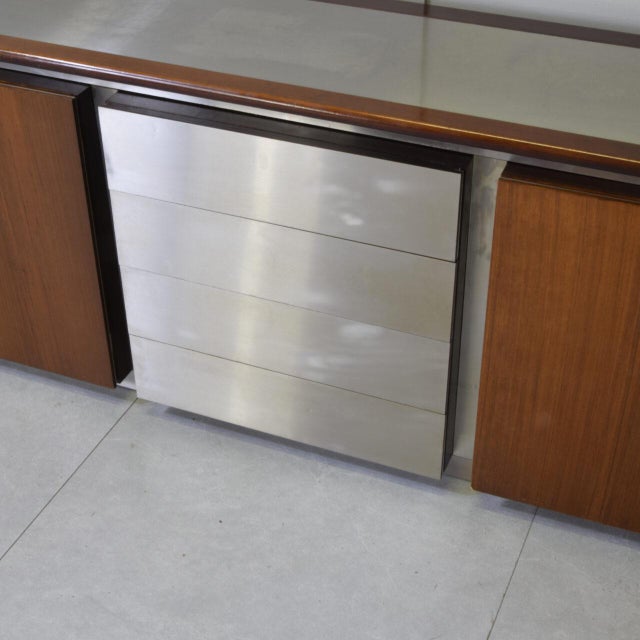 Parioli Sideboard in Wood and Satin-Finished Steel by Giotto Stoppino for Acerbis, 1977 For Sale - Image 15 of 16