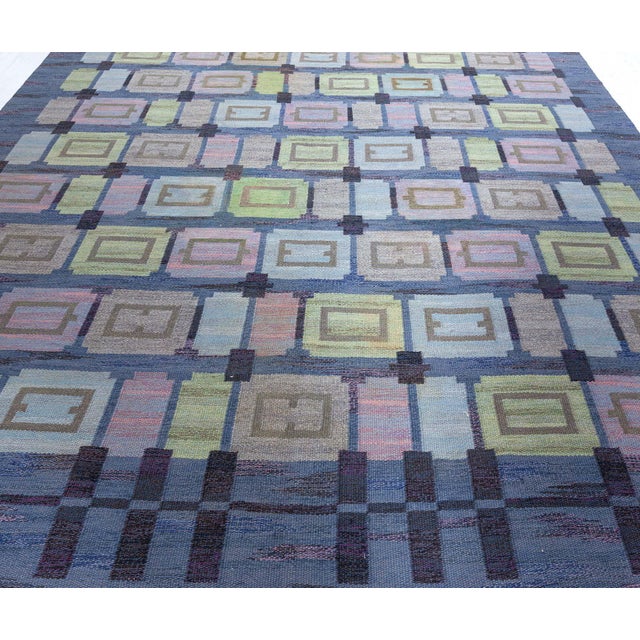 1940s Swedish Vintage Slate Gray Flatweave Rug By Judith Johansson (Spise Hall) For Sale - Image 5 of 9