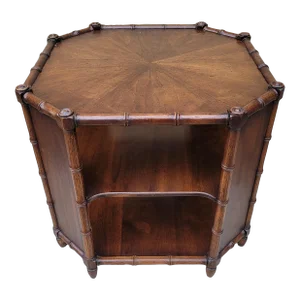 Mid 20th Century Vintage Henredon Furniture Hollywood Regency Faux Bamboo Side Table