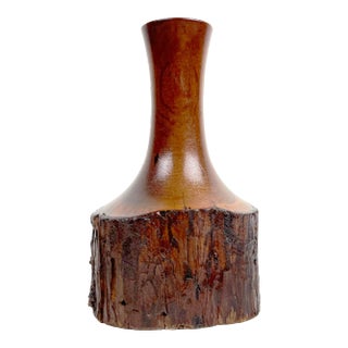 Vintage Handmade Wooden Budvase For Sale