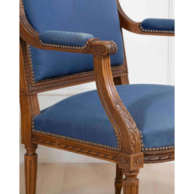 Mid 20th Century Set Of Four Louis XVI Style Armchairs In Natural Wood For Sale In Atlanta - Image 6 of 18