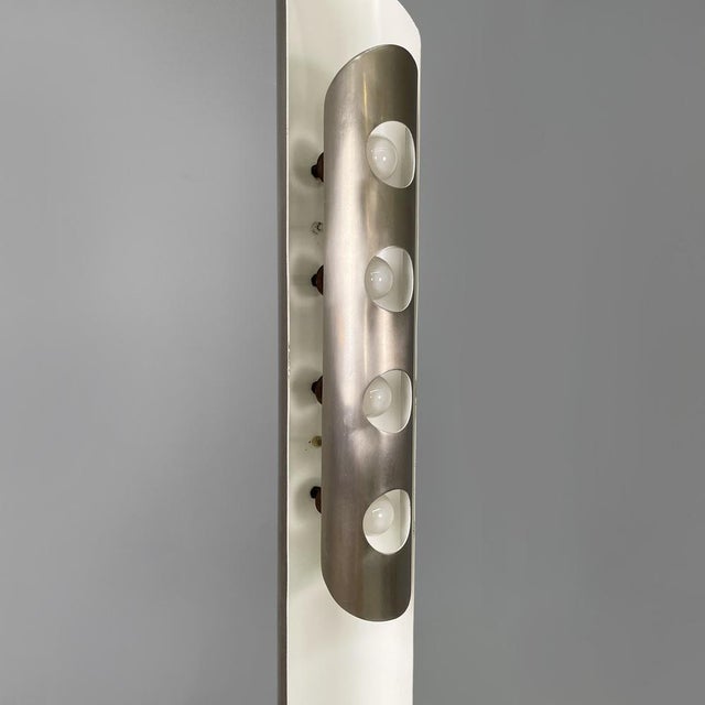 Italian Space Age Round Floor Lamp in Metal with White Interior, 1970s For Sale - Image 9 of 18