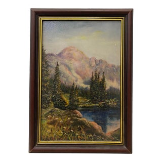 Vintage Oil Painting Luminous Mountain Landscape by f.a. Millard C.1925 For Sale